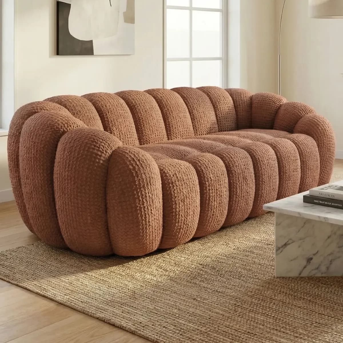Sofá Moderno Bubble Espuma D33 Conforto Premium Na Caixa Terracota