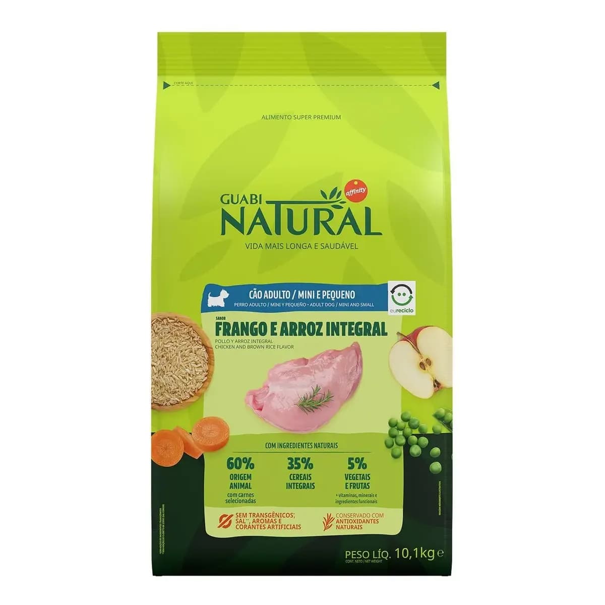 Alimento Guabi Natural Super Premium para cão adulto de raça mini e pequena sabor frango e arroz integral em sacola de 10.1kg
