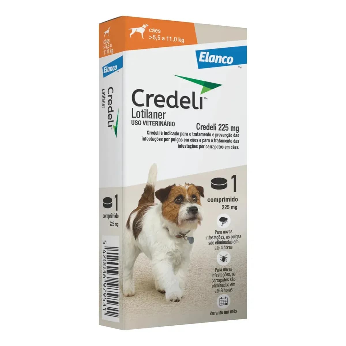 Credeli Cães 5,5kg a 11 Kg Antipulgas e Carrapatos 1 Comprimido De 225 Mg
