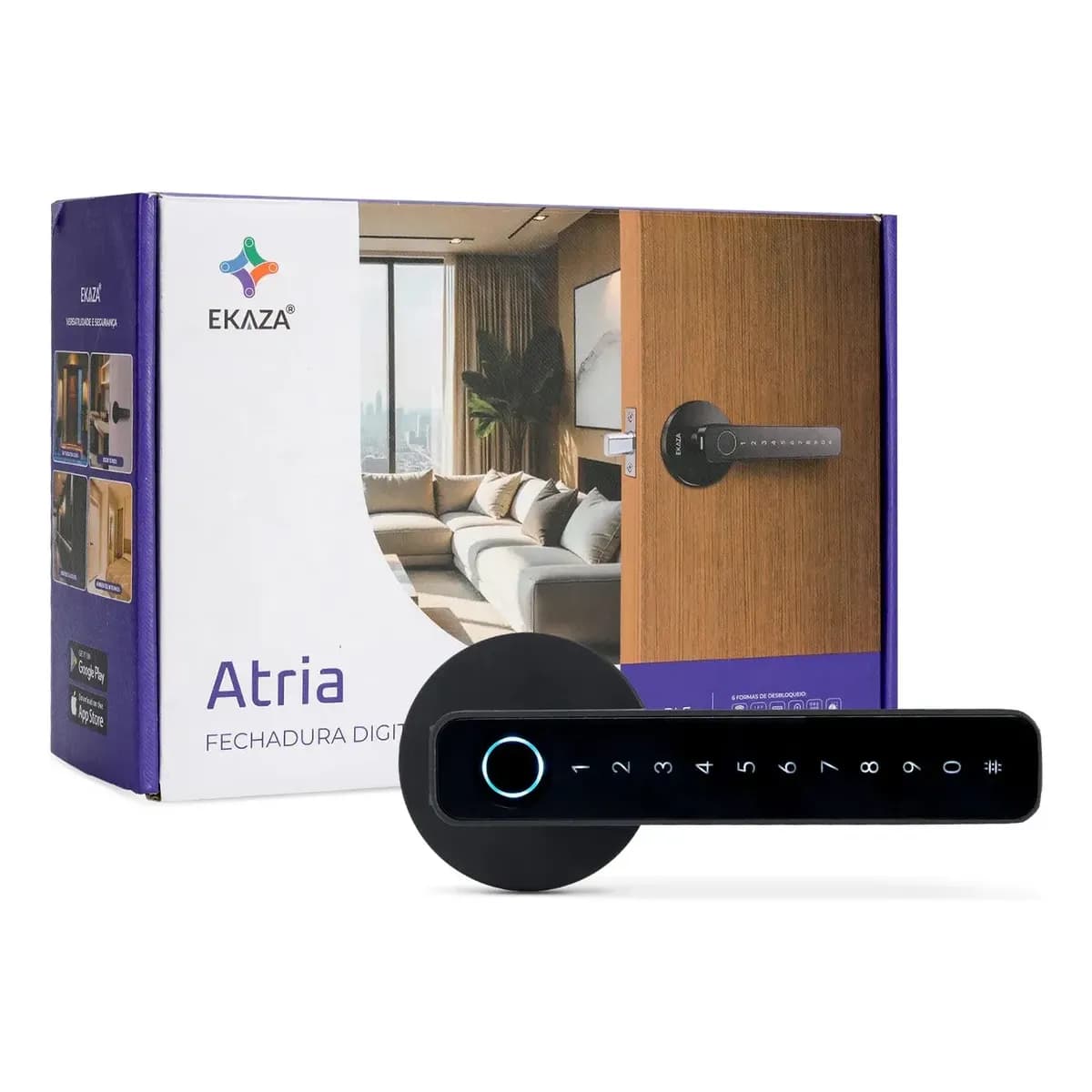 Fechadura Digital Biométrica Inteligente Ekaza Atria Bluetooth Com Senha E App