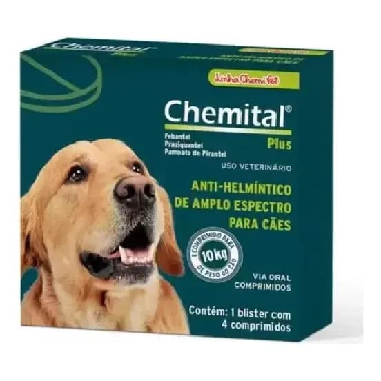 Chemital Plus 4 Comprimidos P/ Cães - Vermífugo