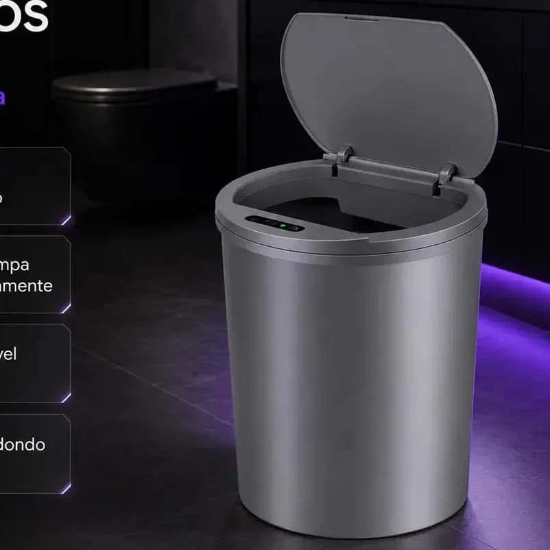 Lixeira Inteligente Com Sensor Automática Banheiro Cinza Lixeira Automática De 18 Litros Com Sensor Balde Lixo Adequada Para Cozinha E Banheiro Modelo