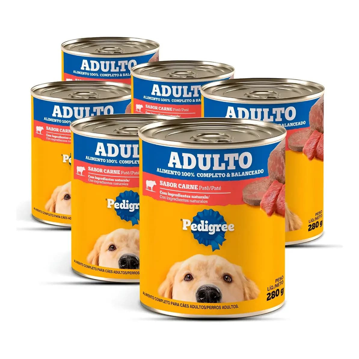 Pedigree Ração Sache Kit 6 Latas Cães Sabor Patê De Carne