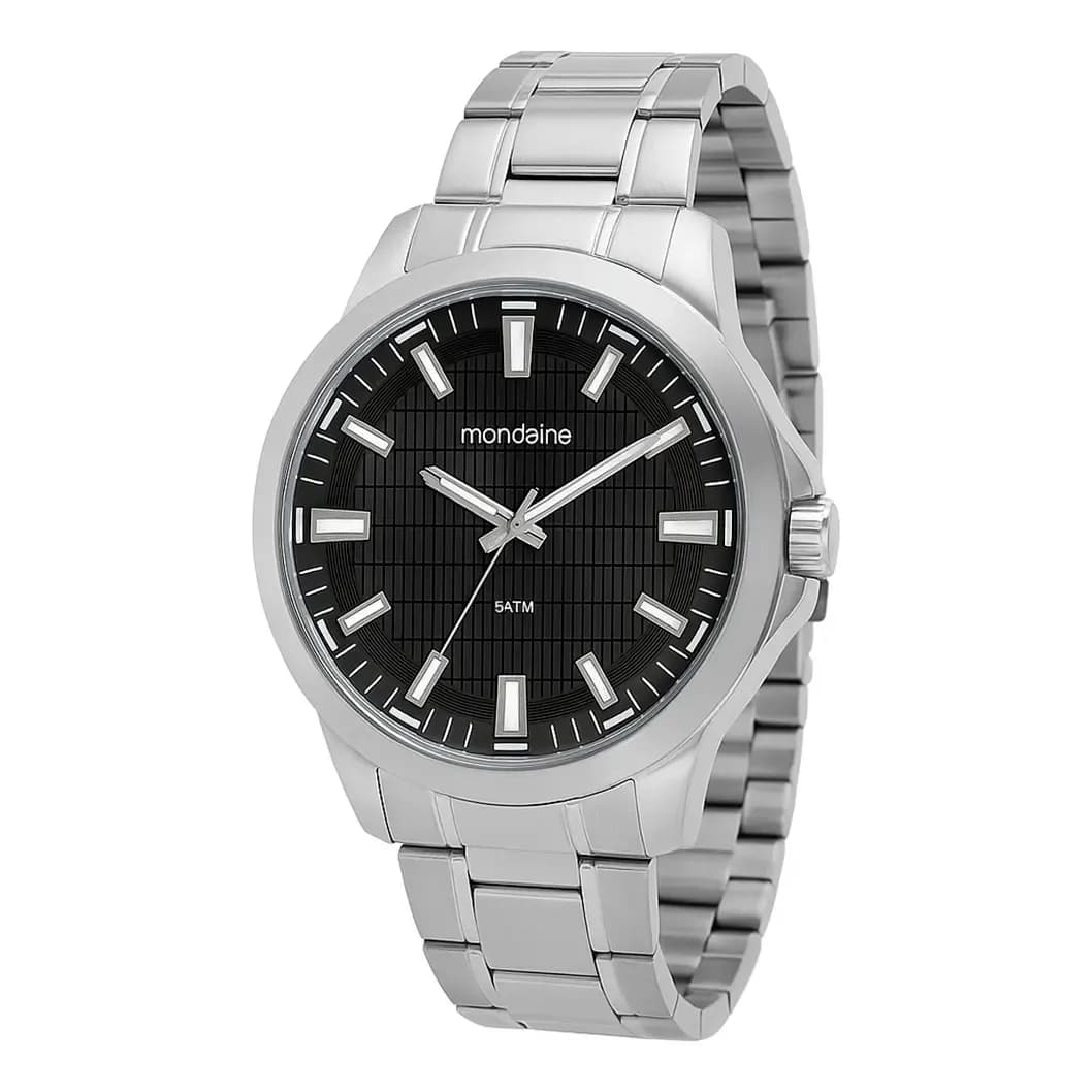 Relógio de pulso Mondaine 99784G0MVNE1 com corria de aço inoxidável cor prateado - fondo preto