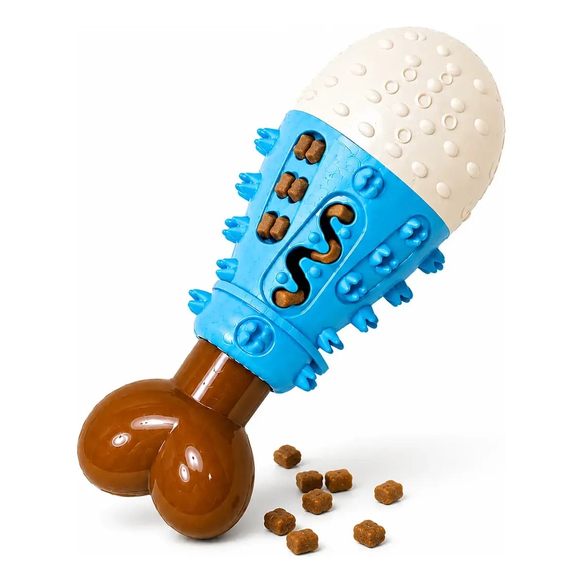 Brinquedo Osso Mordedor Pet Para Cães Recheável Interativo Branco/azul