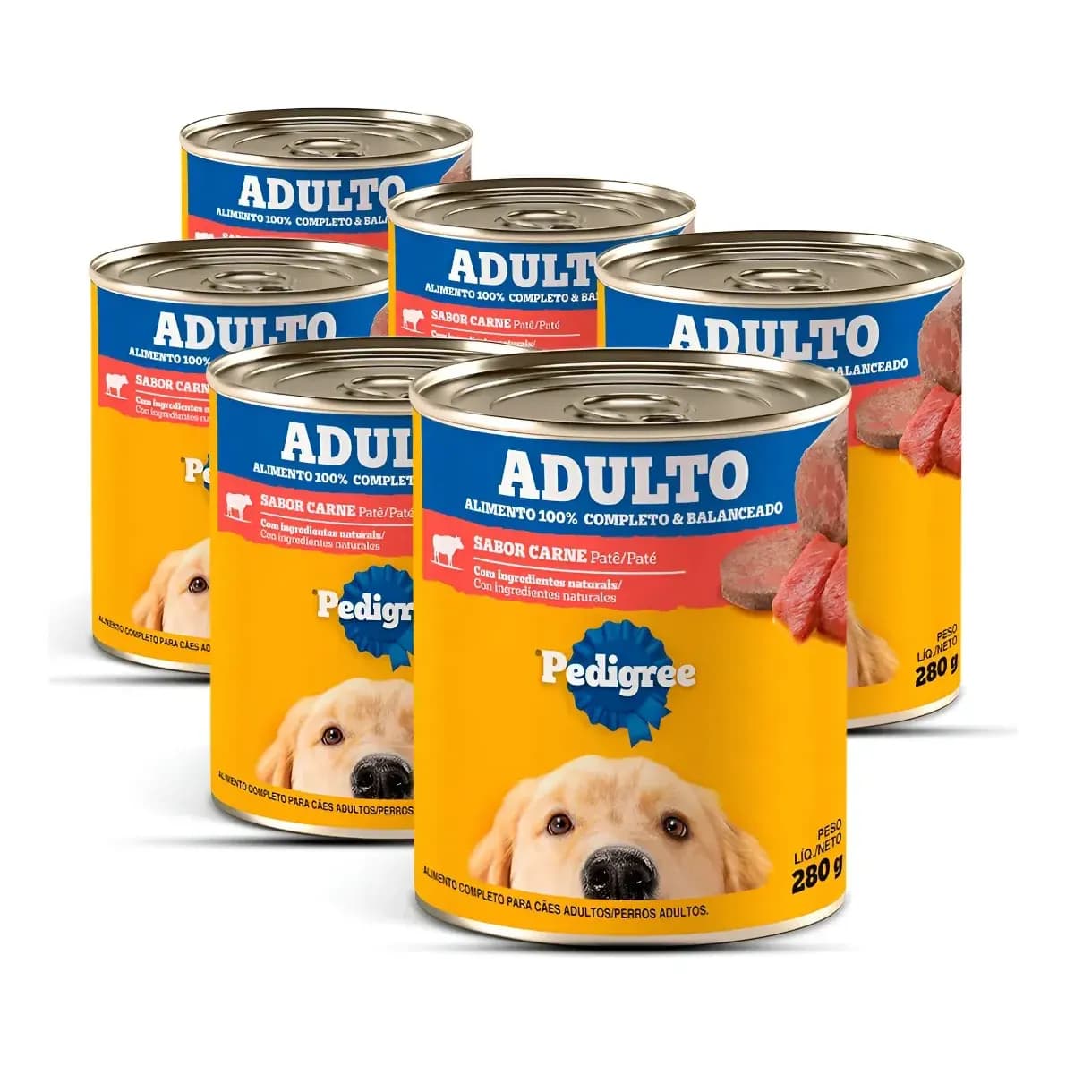 Pedigree Ração Sache Combo 6 Latas Sabor Pate De Carne 290g