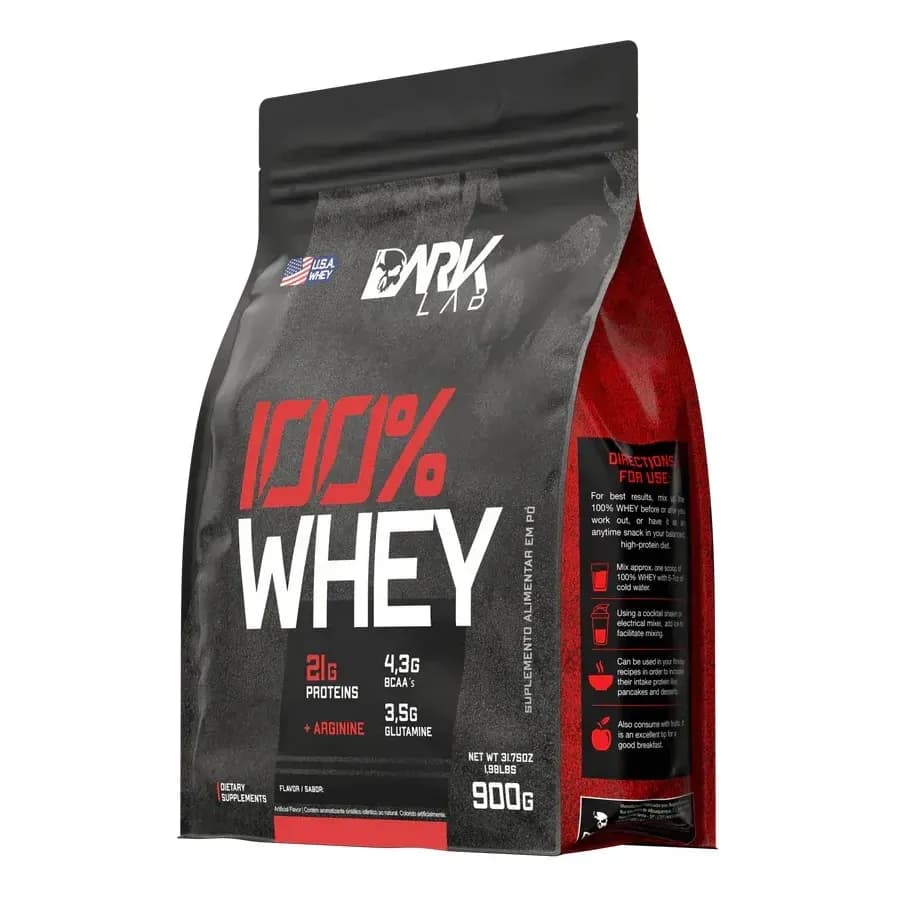 Whey Protein Concentrado 100% 900g Refil Dark Lab Sabor Cappuccino