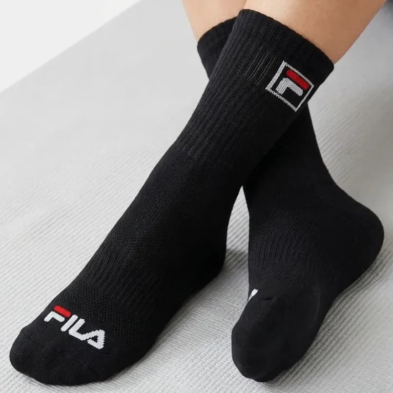 Kit 3 Pares Meia Fila Unisex Cano Alto Fbox Original Preto 39-43