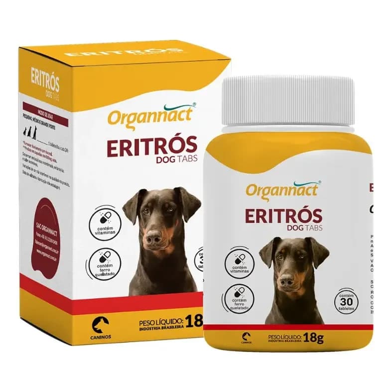 Eritros Suplemento Vitamínico Para Cães 30 Comprimidos Organnact