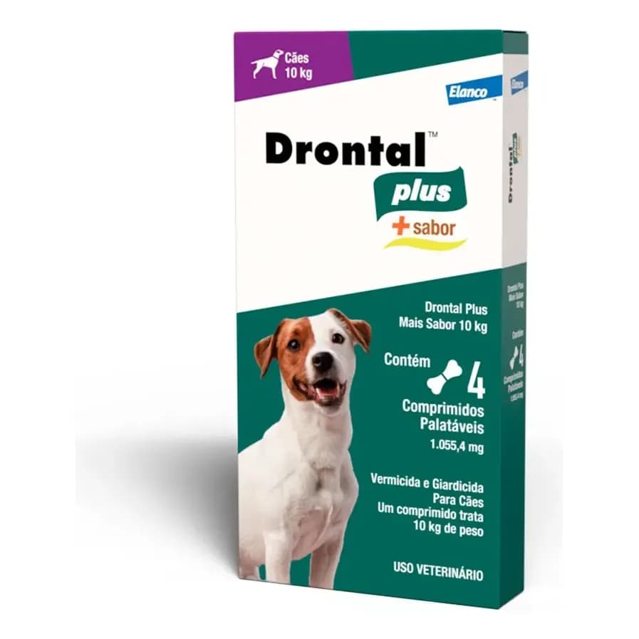 Drontal Plus Carne Cães Até 10kg 4 Comprimidos Elanco