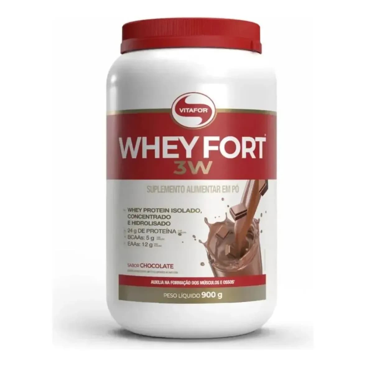 Whey protein Vitafor Fort 3W 900g sabor Chocolate