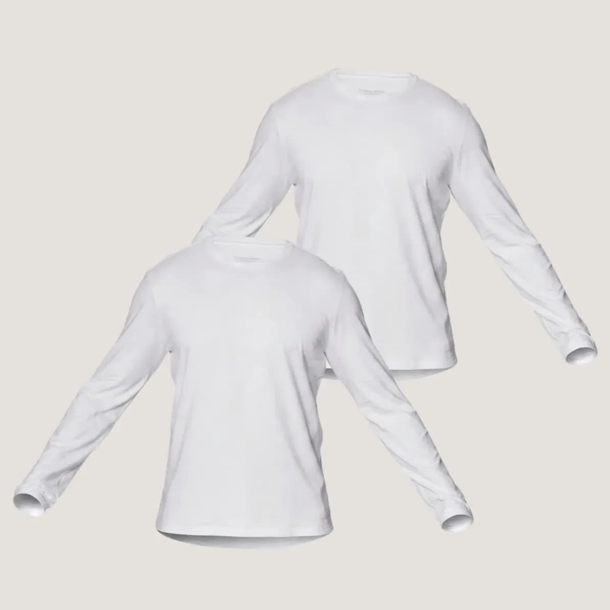 Kit 2 Camisetas Manga Longa Calvin Klein Masculino Blu045 Branco Liso M