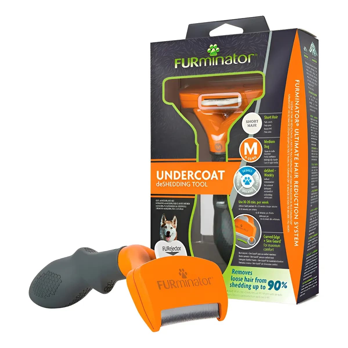 Rasqueadeira  Furminator Cães Médios Pelo Curto  + Brinde Laranja