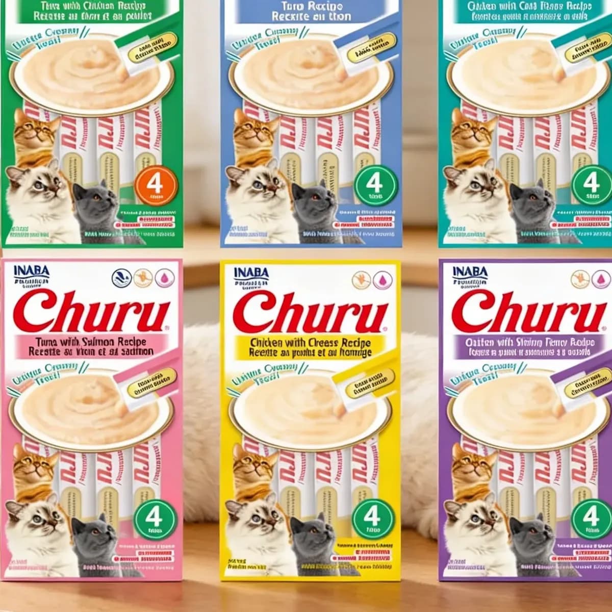 Churu Inaba Petisco Gato 24 Sachês 6 Unidades Variadas