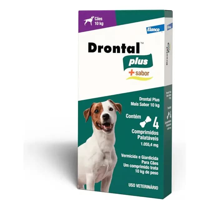 Drontal Plus Elanco Cães 10kg Vermífugo 4 Comprimidos