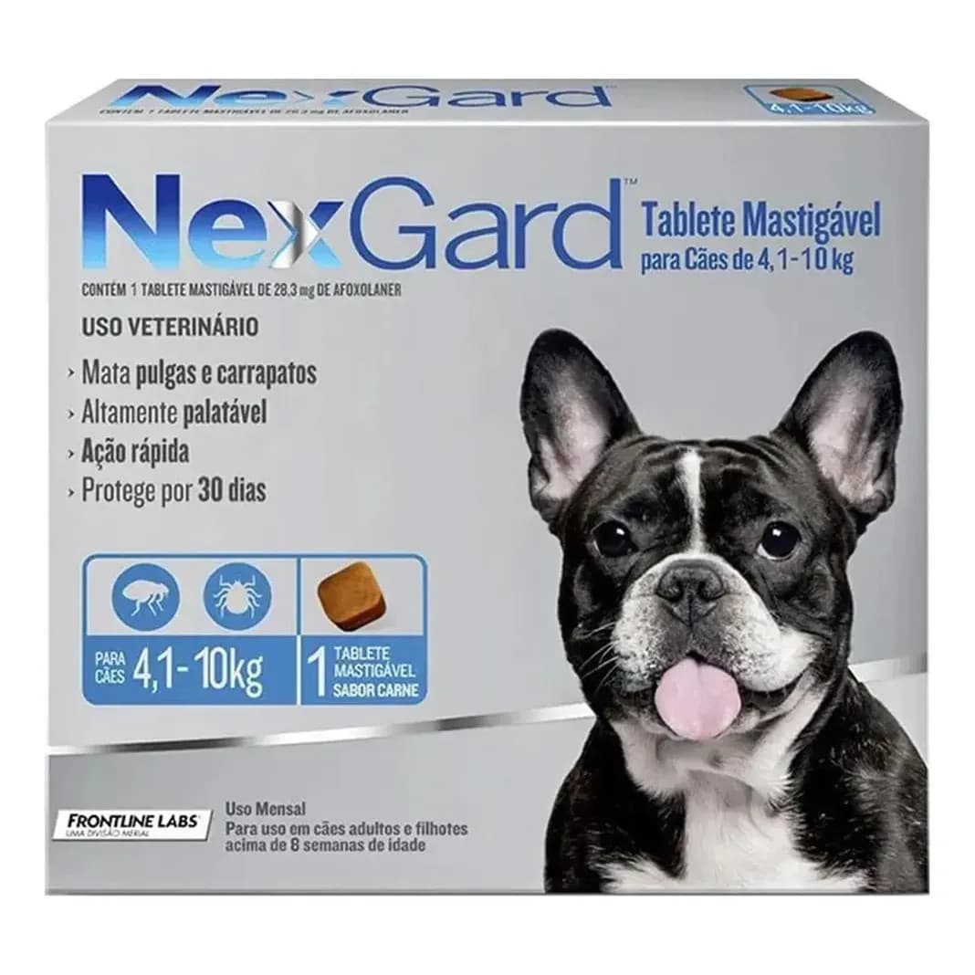 Antipulgas E Carrapatos NexGard Cães 4 a 10kg Comprimido Sabor Carne