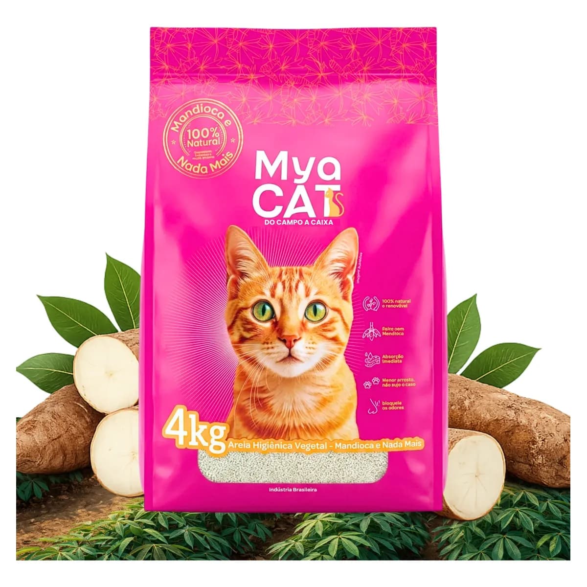Areia Mandioca Gatos Sanitária Higiênica Biodegradável 4kg