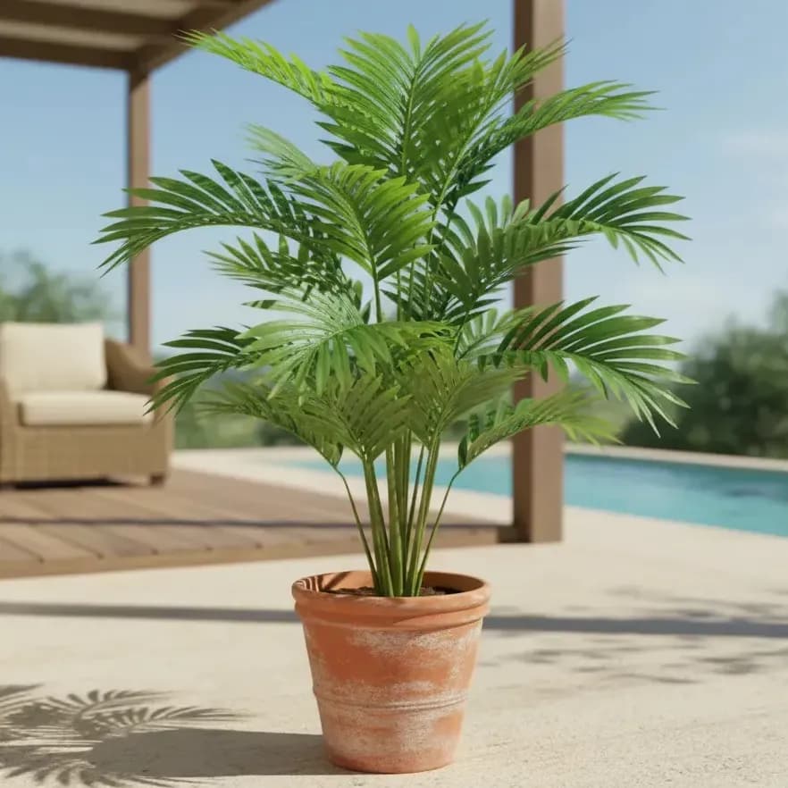 Planta Artificial Palmeira Realista Decorativa Enfeite 83cm Com 18 Galhos