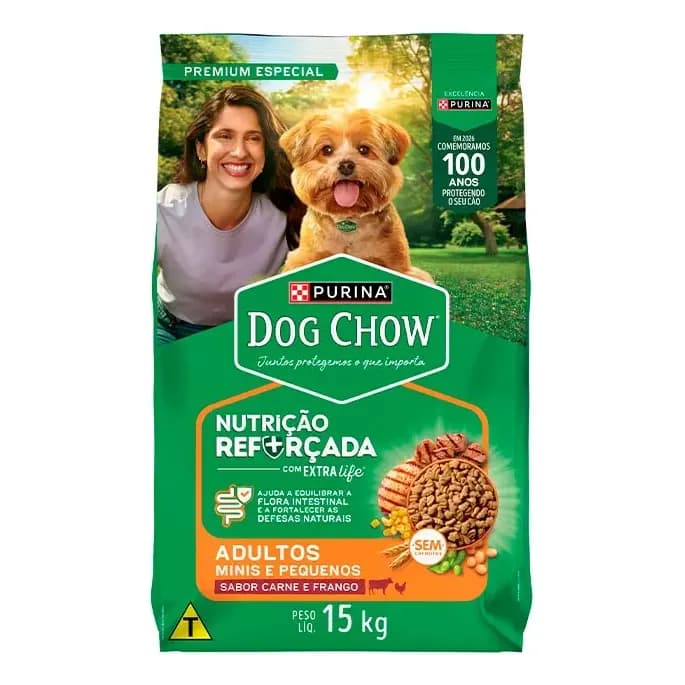 Alimento Ração Dog Chow Raças Pequenas 15kg Sabor Carne, Frango E Arroz