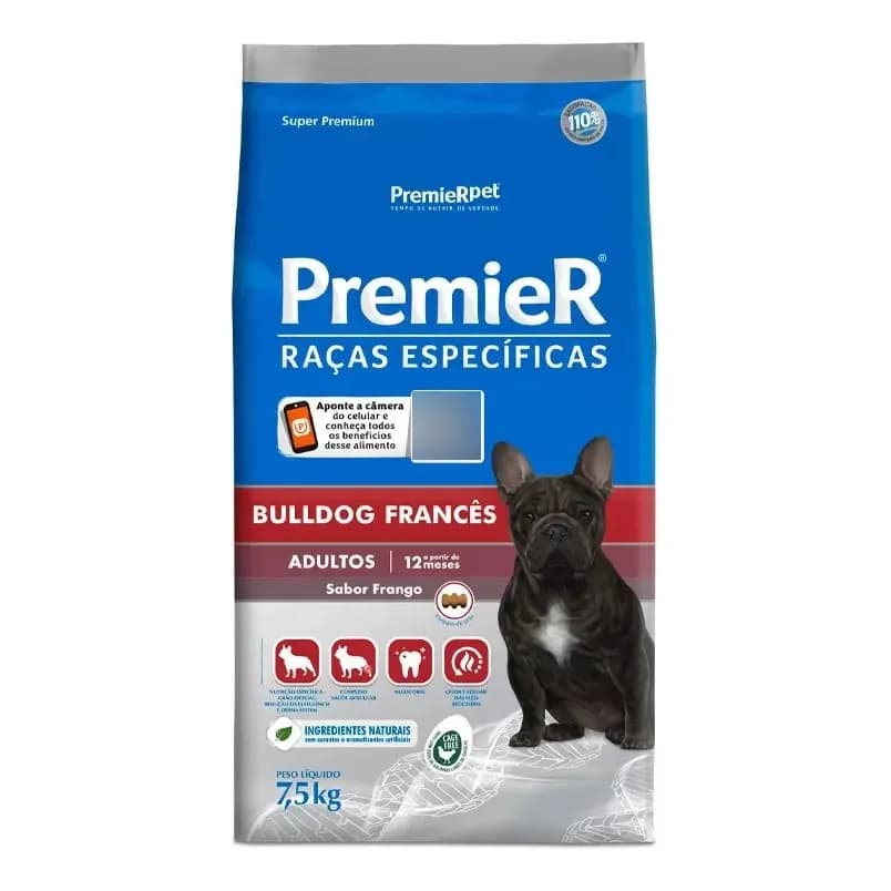 Ração Seca Premier Bulldog Francês Adulto Frango 7,5kg