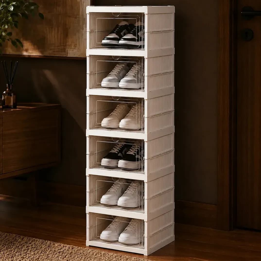 Sapateira Vertical Empilhável Caixa Sapato Tênis 6 Andares Cor Branco