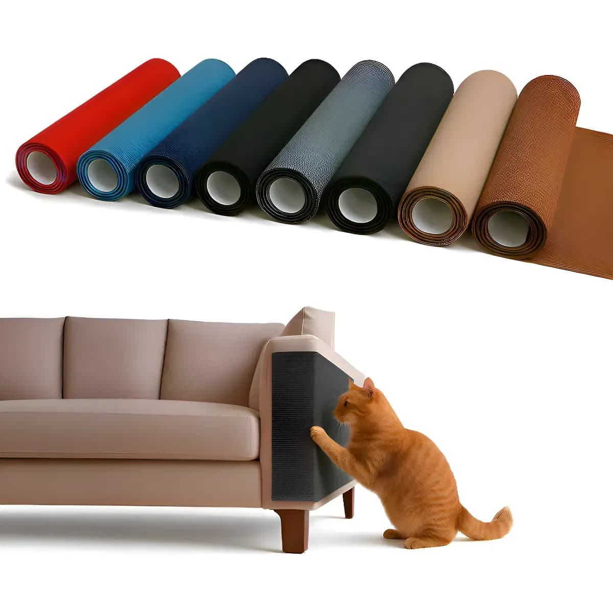 Arranhador E Protetor De Sofá Carpete Adesivo Gatos 200x50cm Cor Cinza