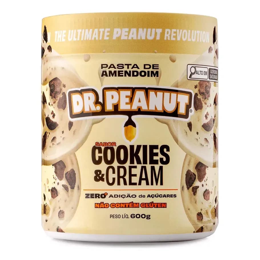 Pasta de Amendoim Dr. Peanut sabor Cookies & Cream de 600g