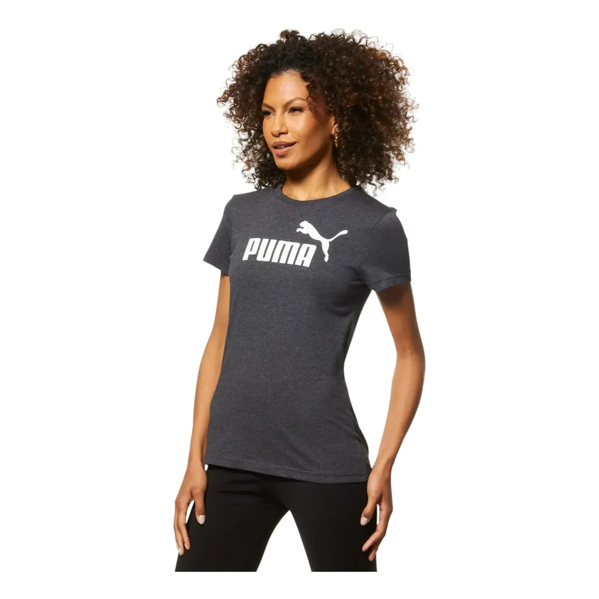 Camiseta Feminina Ess No. 1 Logo Puma Cinza-escuro Geométrico M