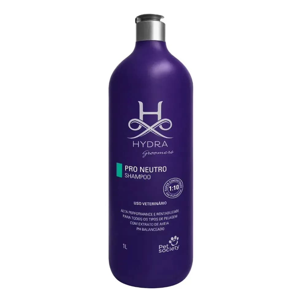 Shampoo Pet Society Hydra Groomers Neutro 1L Para Cães e Gatos Tipos Pelagem