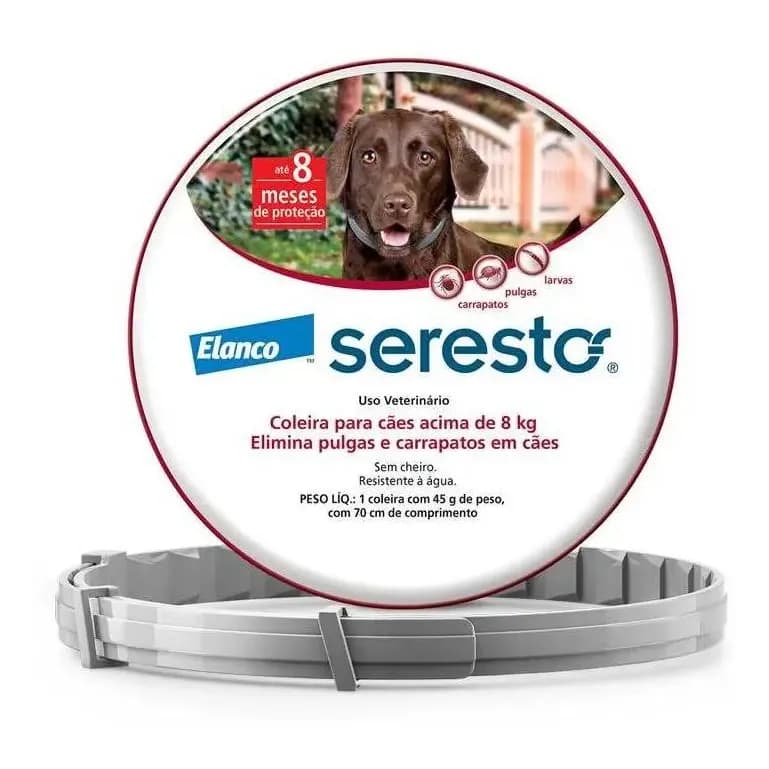 Coleira Seresto Cães Acima De 8kg Original - Envio Imediato Cinza