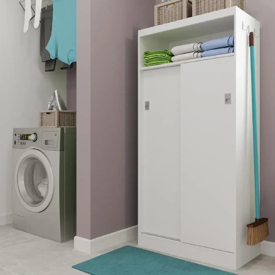 Armário Utilitário Organizador 2 Portas Branco Carraro Branco