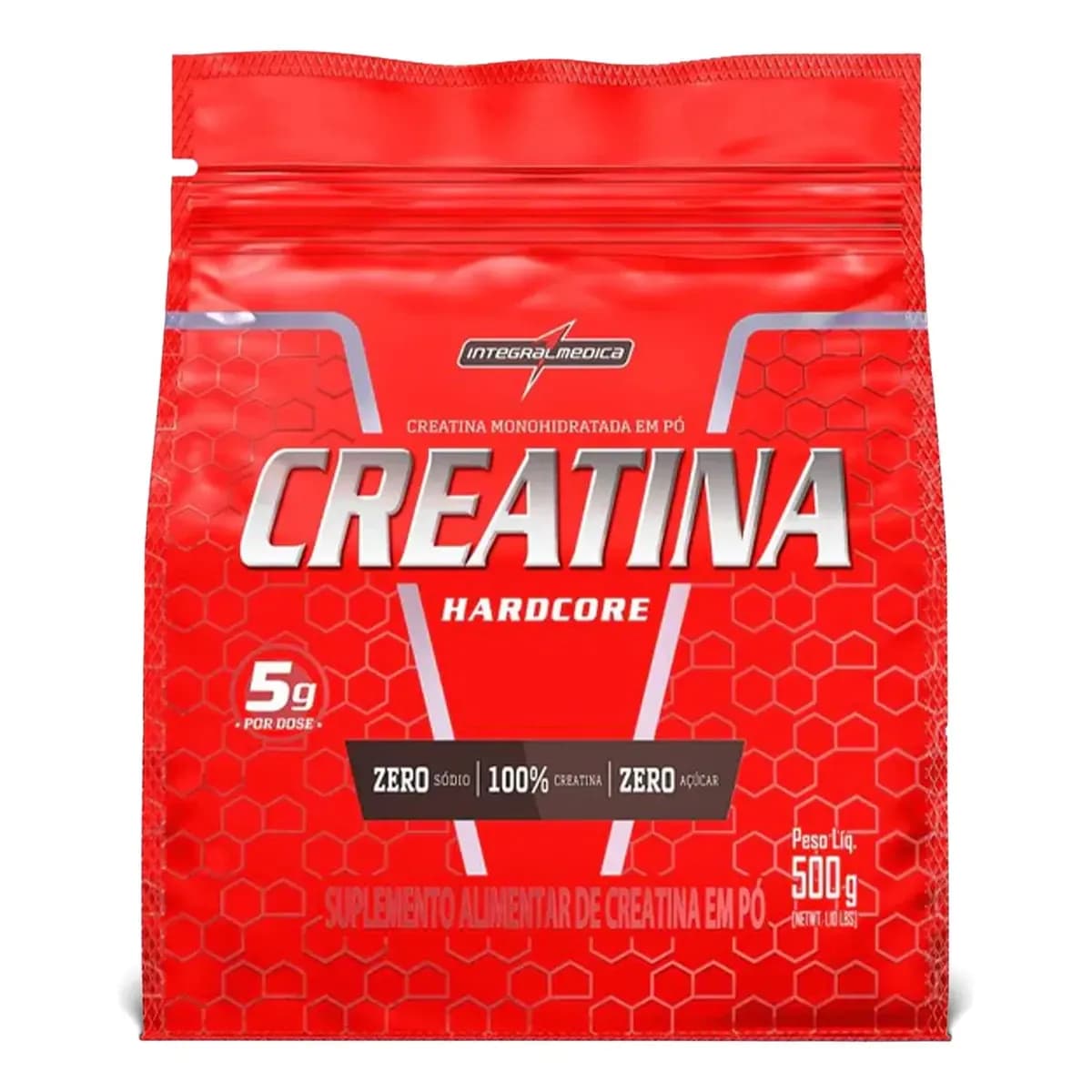 Creatina Hardcore Monohidratada 500g Pó Pouch Integralmédica Sem Sabor