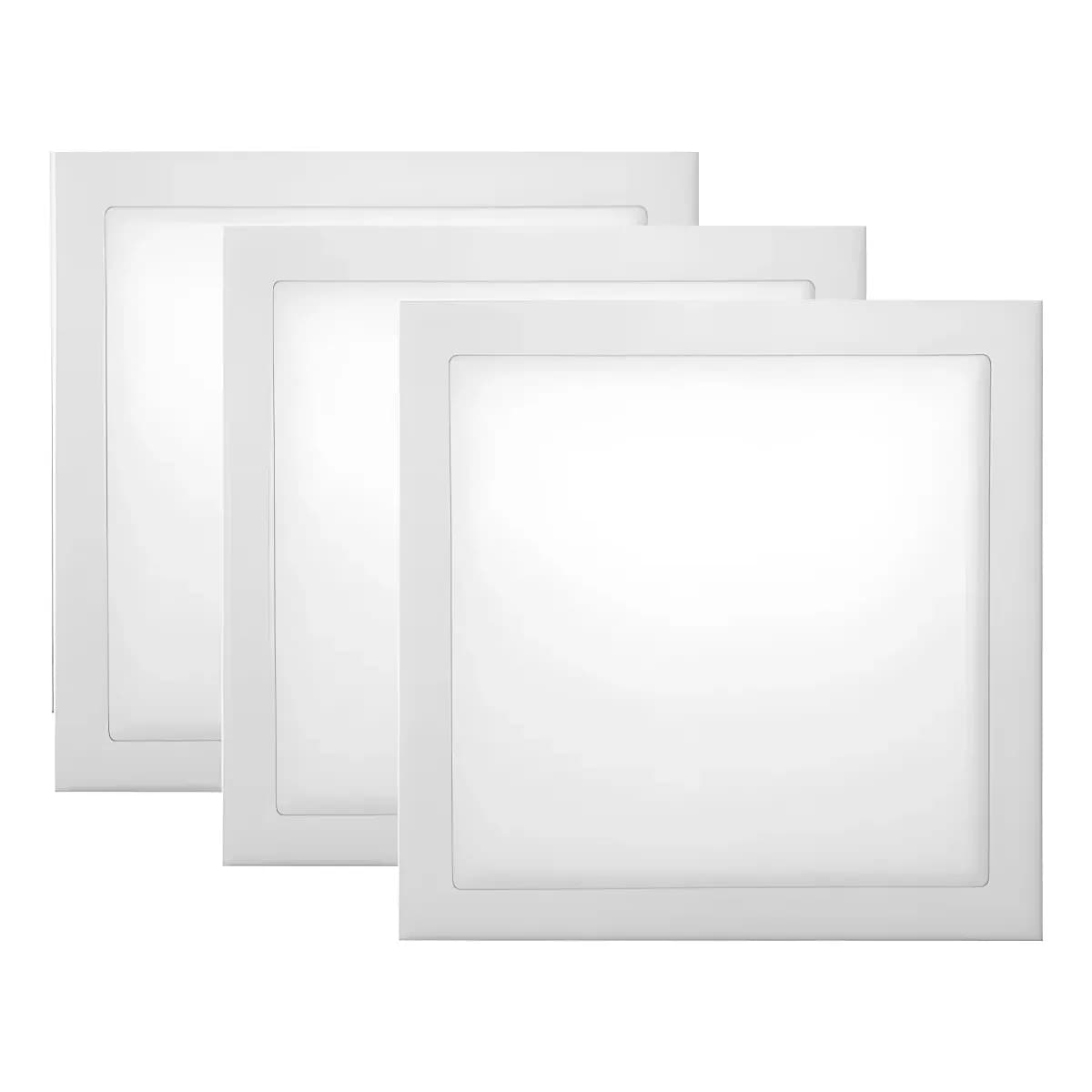 Kit 3 Painel Plafon Led 18w Quadrado Embutir Branco a prova de agua uso interno ip20