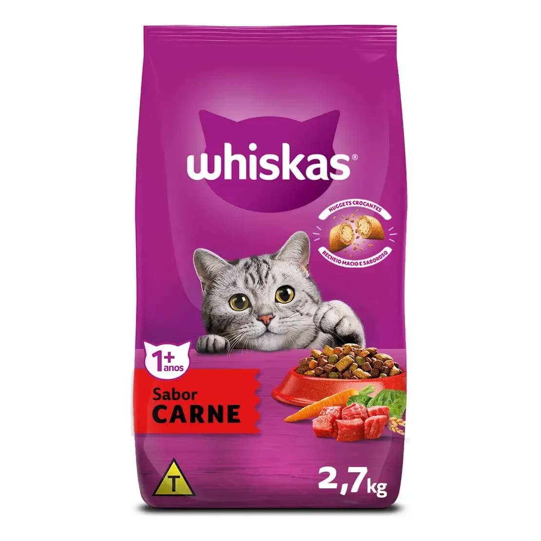 Ração Whiskas Carne Gatos Adultos 2,7 kg