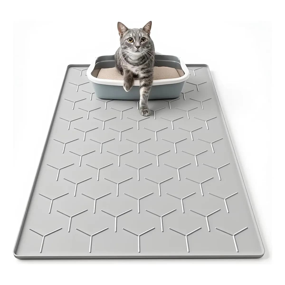 Tapete De Silicone Para Areia De Gato 86*58cm Cinza