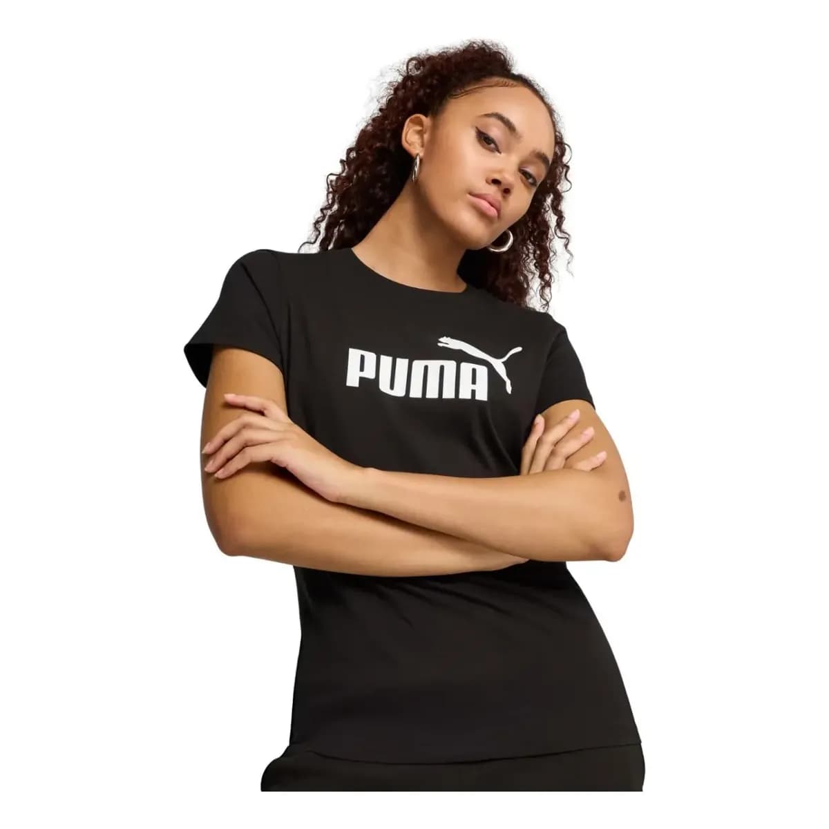 Camiseta Feminina Ess No. 1 Logo Puma Preta Geométrico M