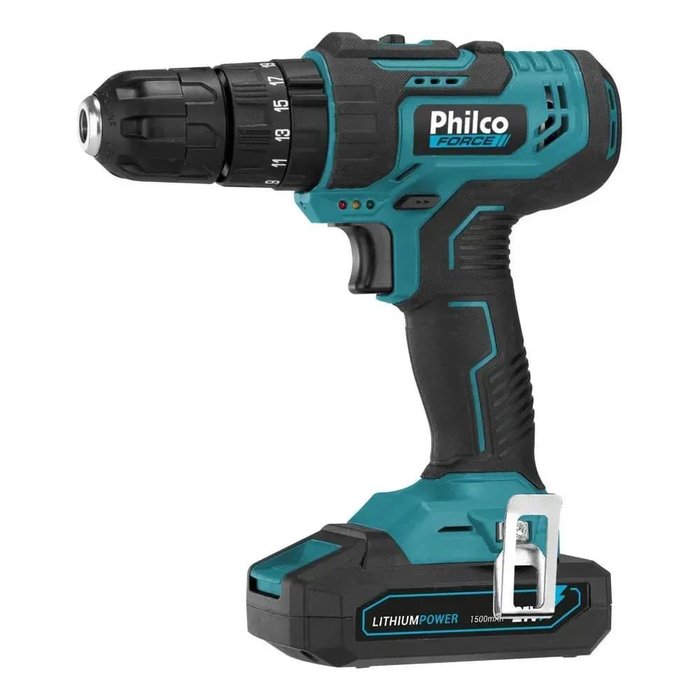 Furadeira Parafusadeira De Impacto Philco PPF21M 21v 10mm Bivolt Cor Azul-petróleo