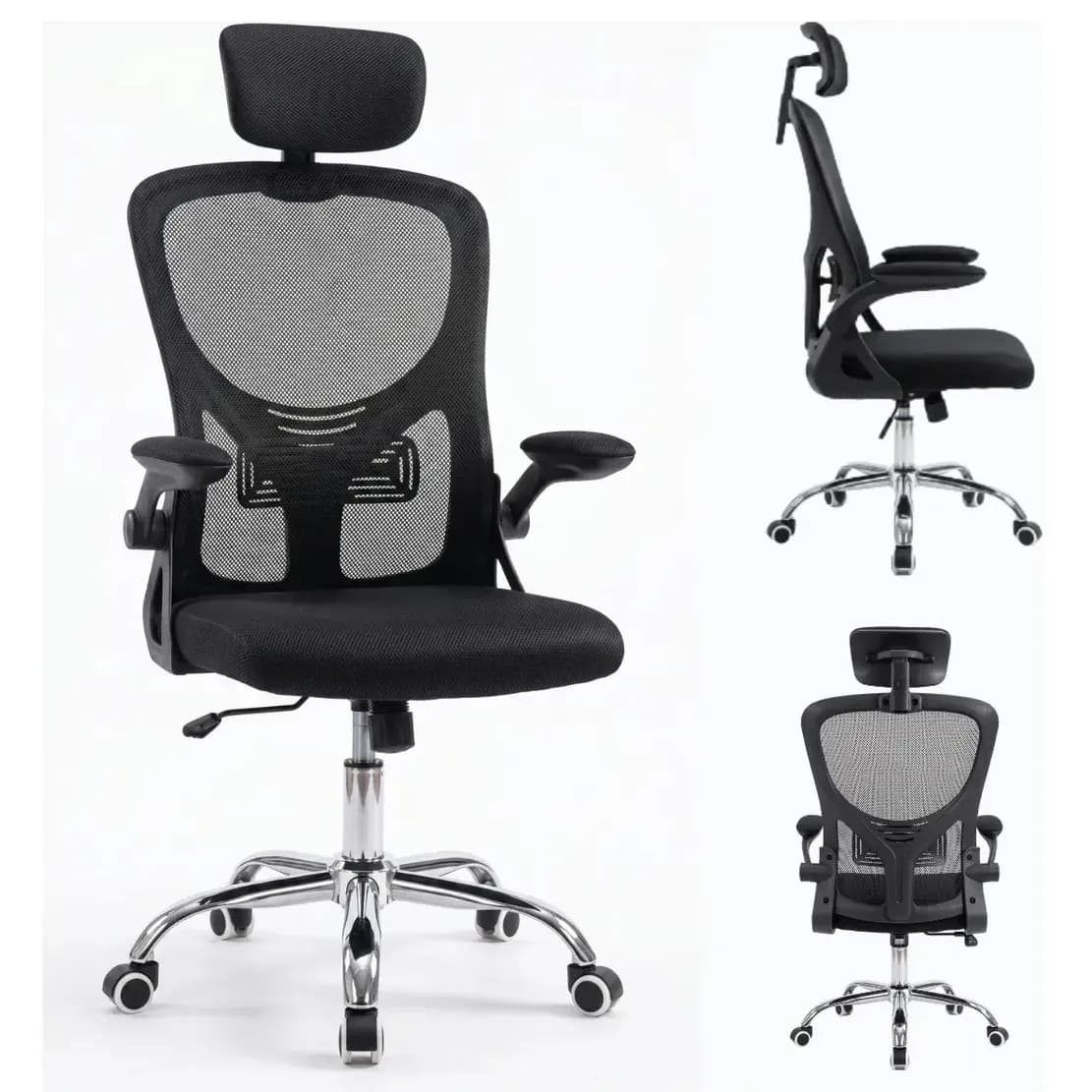 Cadeira Ergonômica Escritório Mesh Giratória Reclinável Eagl Preto Mesh