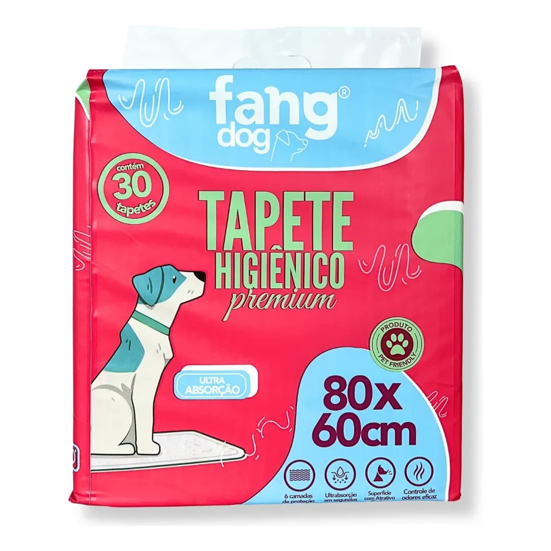 Tapete Higiênico Carvão Ativado 80x60 Cães 30un Premium Branco