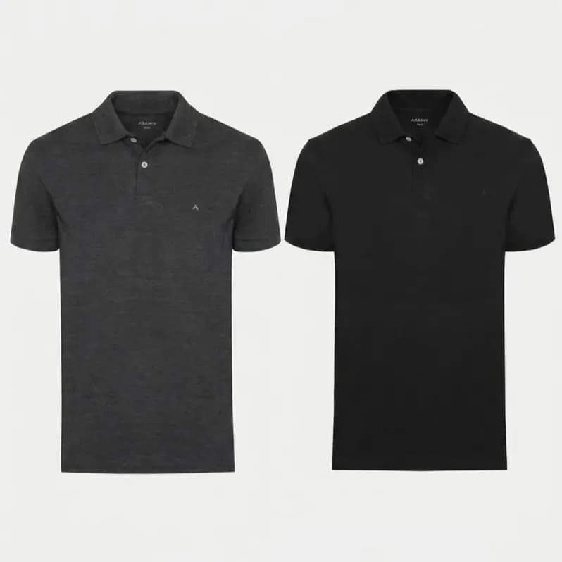 Kit Aramis 2 Polos Algodão Piquet Preto E Grafite Preto M