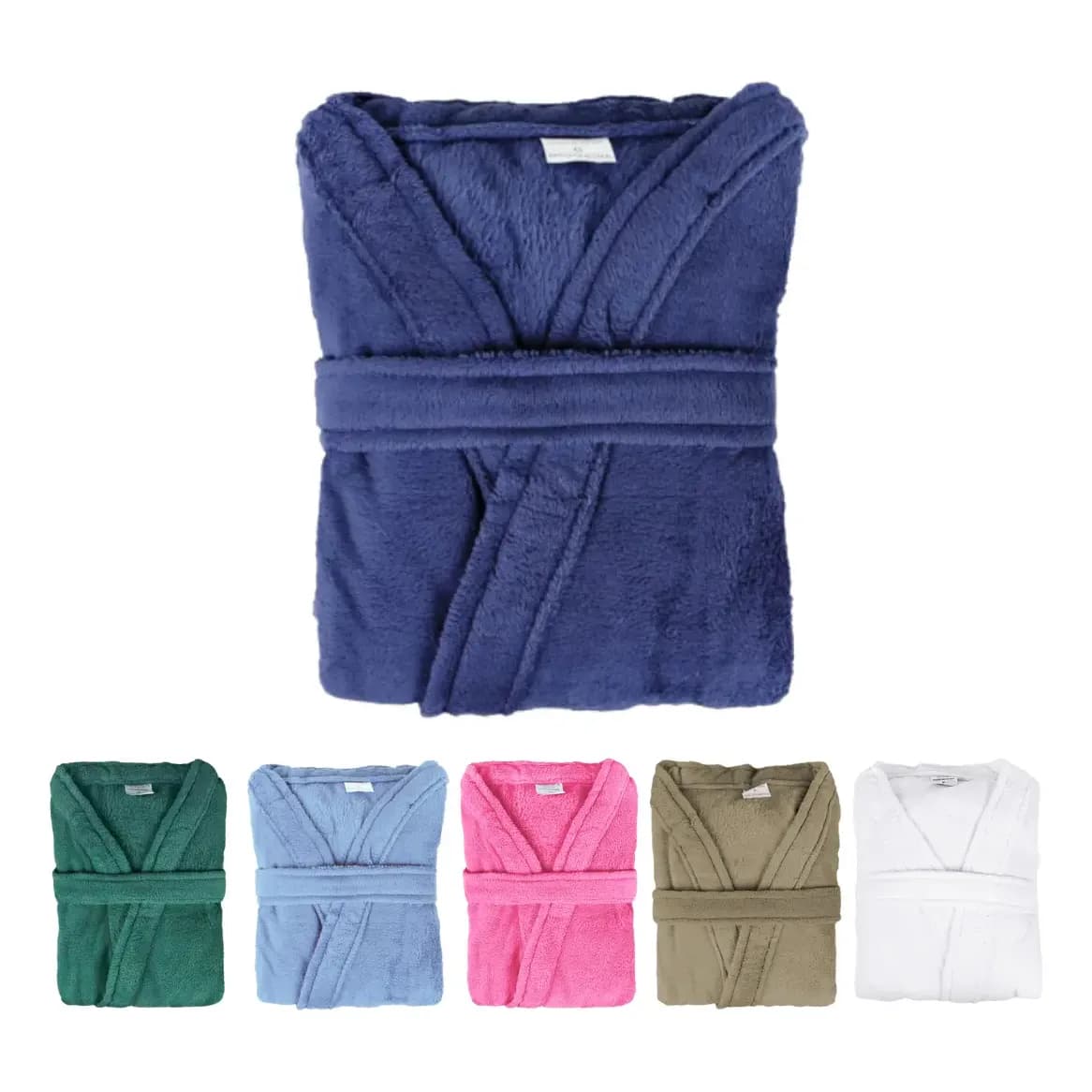 Roupão De Microfibra Feminino Masculino Adulto Inverno Bolso Azul-escuro Gg