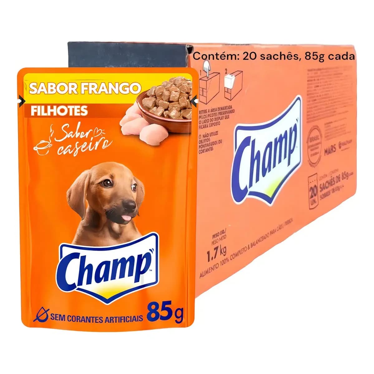 Caixa 20 un Ração Umida Champ Filhote Frango