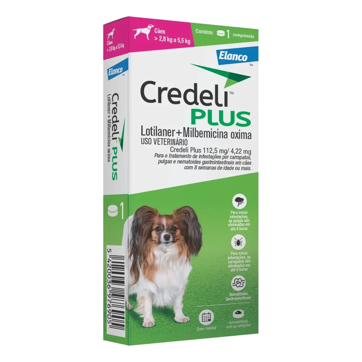 Antipulgas Elanco Credeli Plus Cães Pequenos 2,8-5,5 Kg 1 Comprimido