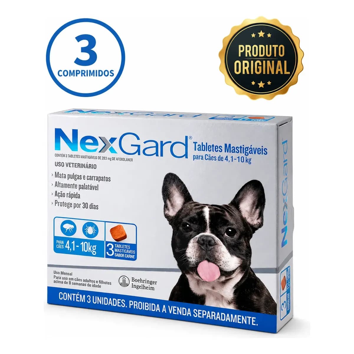 Nexgard Cães 4 A 10kg 3 Comprimidos Antipulgas Carrapatos