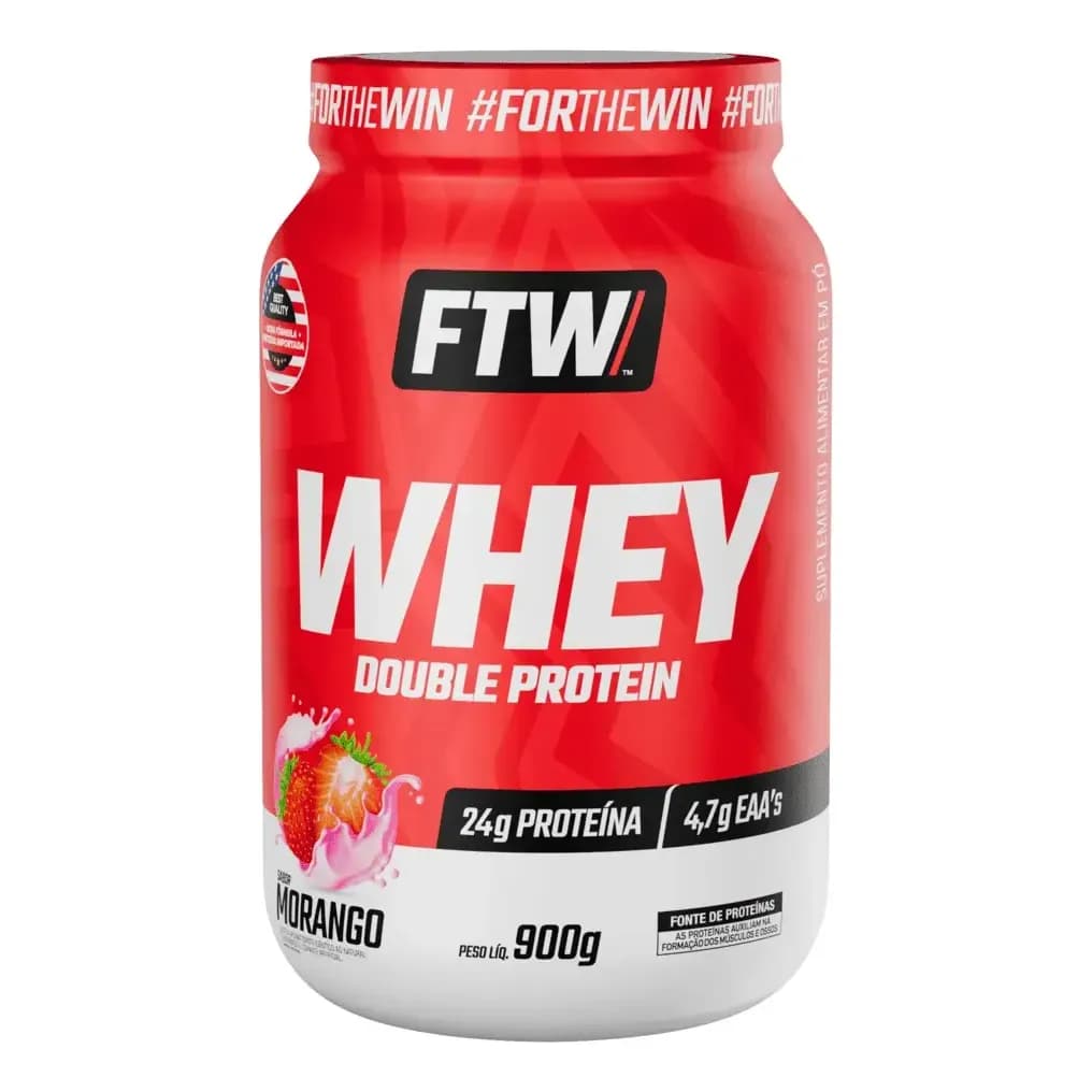 Whey Double Protein 900g Sabor Morango - FTW