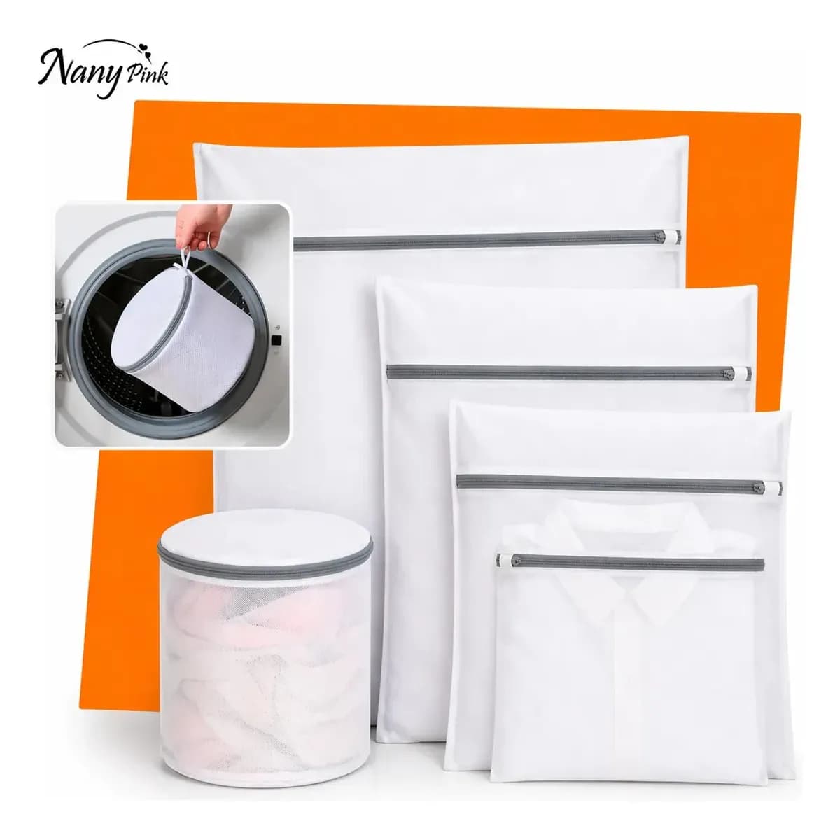 Kit 5 Sacos Para Máquina De Lavar Roupa Rede Protetora Para Lavar Roupas Delicadas Lingerie Meias Tênis E Roupas Íntimas Saco Protetor Lavanderia Com Zíper Resistente - BUENIDO