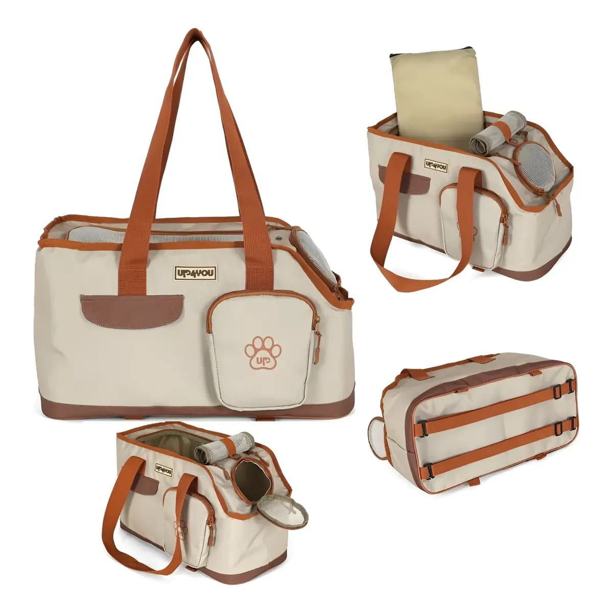 Bolsa Pet Transporte Viagem Avião Bordo Carro Cachorro Gato Bege
