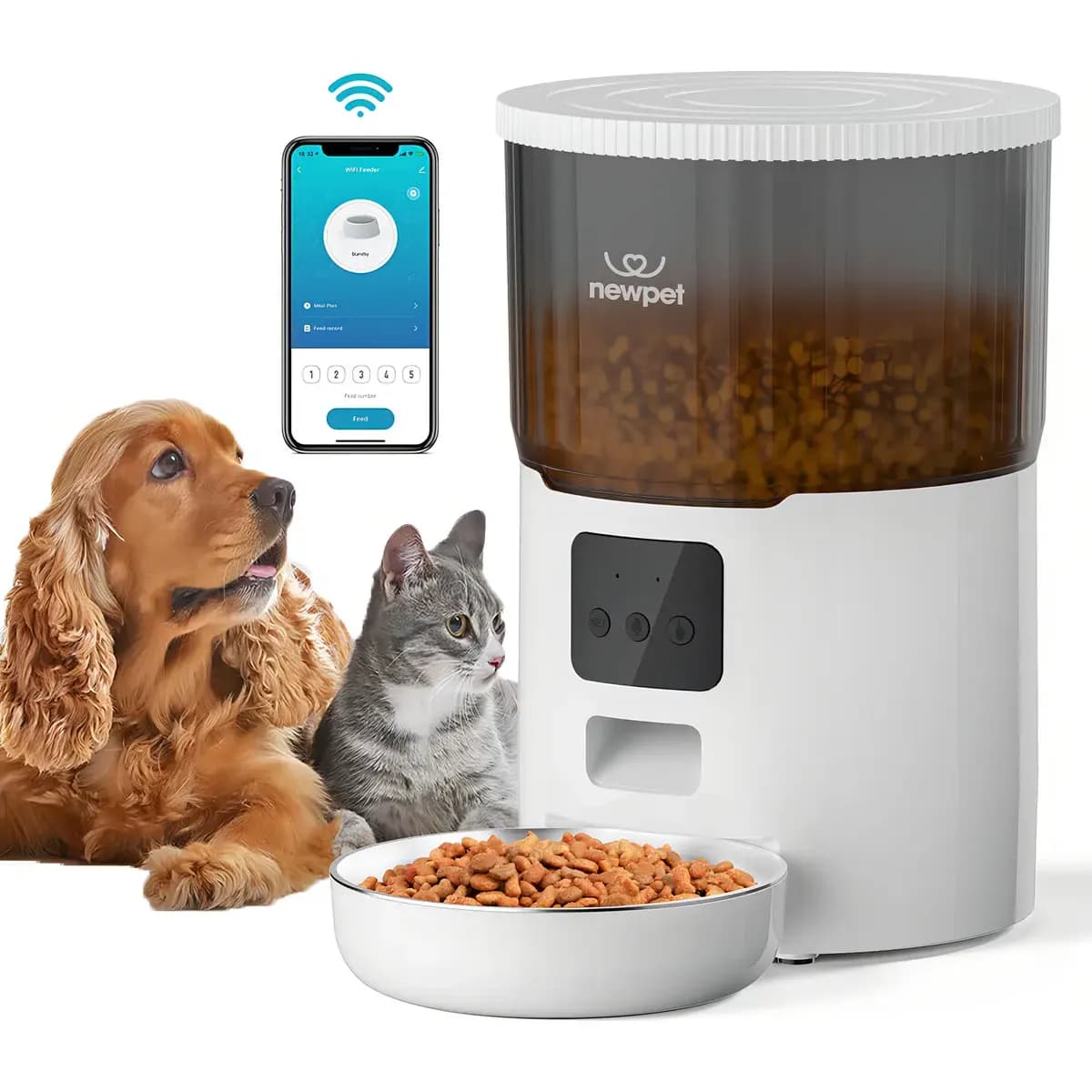 Comedouro Automático New Pet 4L com Gravação de Voz para Cães e Gatos