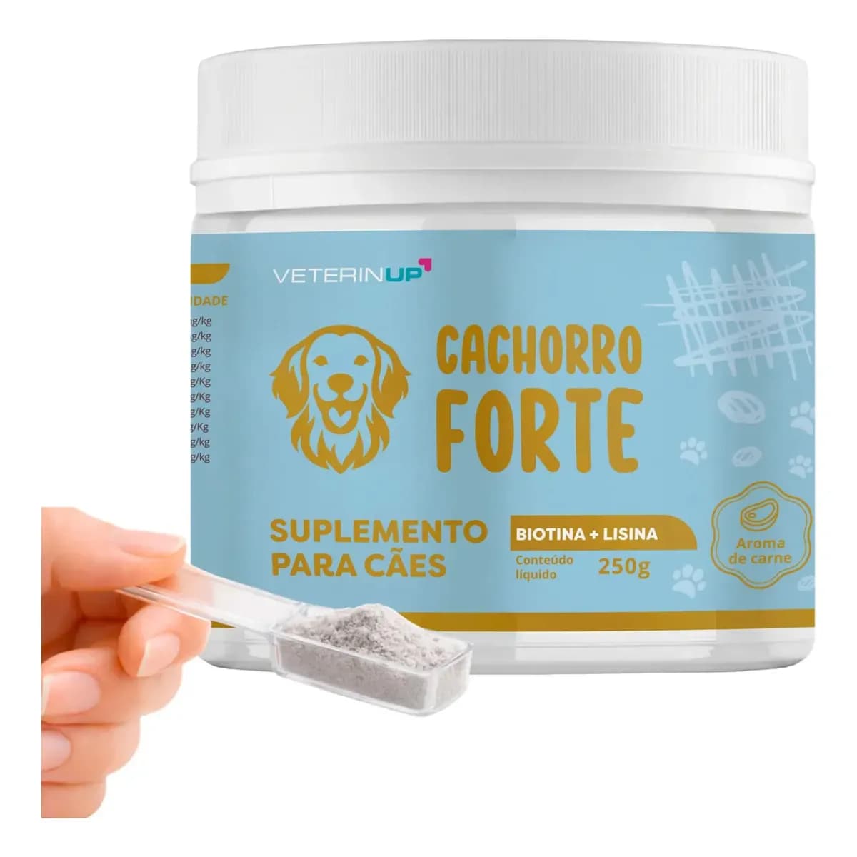 Suplemento em Pó Cachorro Forte Biotina + Lisina Pelo e Derme 250 g, para Cães Adultos e Idosos