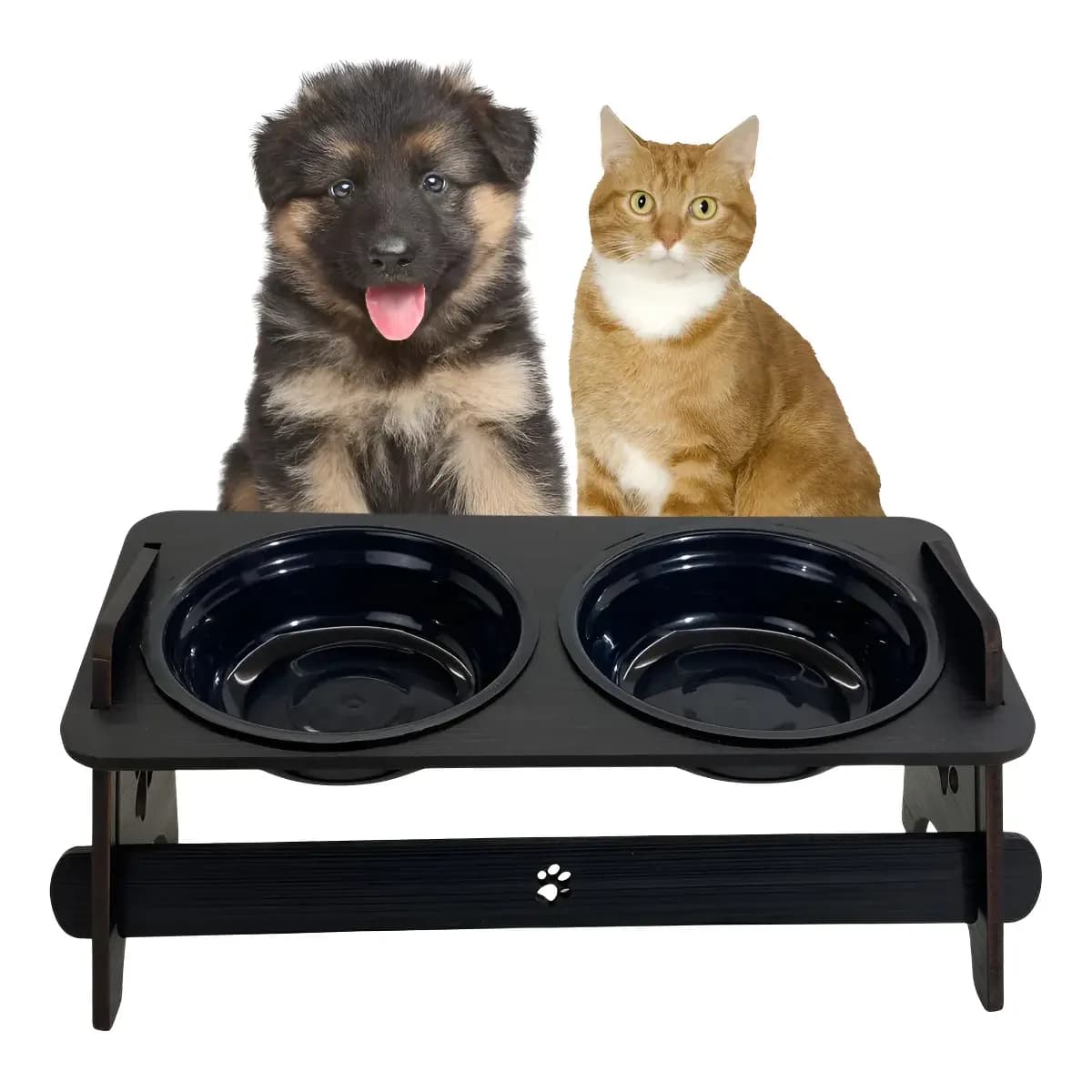 Comedouro Pet Suspenso Para Gato E Cachorro Cor Preto